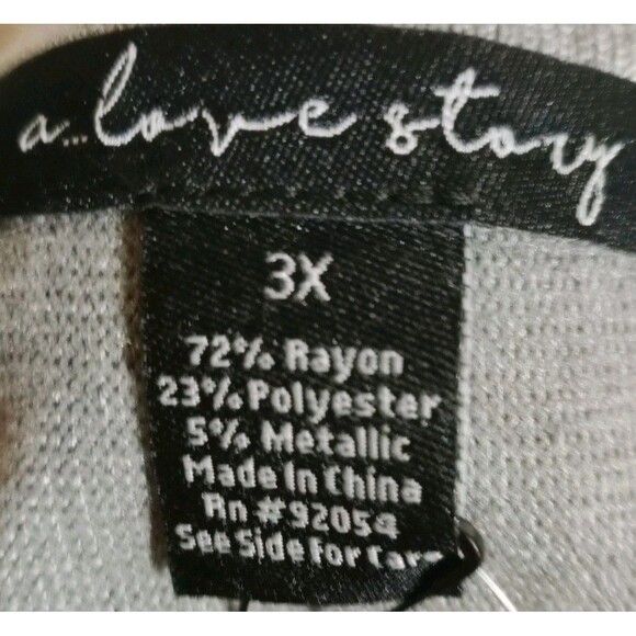 A Love Story Women's Sweater Plus Sz 3X 3/4 Sleeve Sparkle Ribbed Soft NWT - Picture 8 of 9